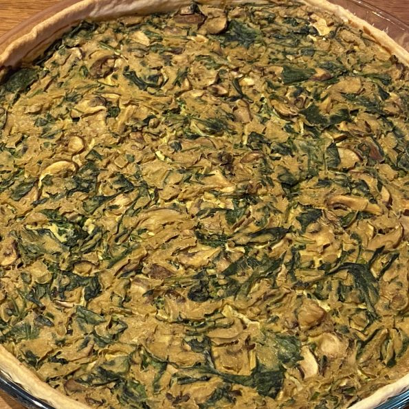 Quiche met spinazie en kastanjechampignons