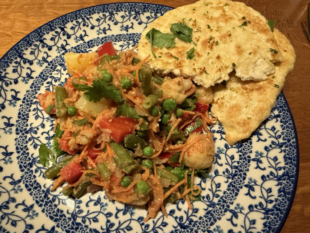 groentenmix met garlic naan